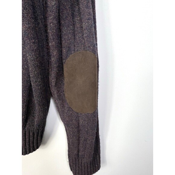 Jos A Bank Sweater Men's L Wool Blend Cardigan Ribbed Elbow Patch Shawl Collar - Picture 6 of 7